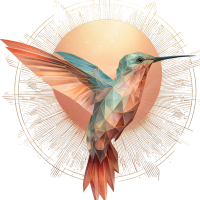 Beca Lewis geometric hummingbird emblem